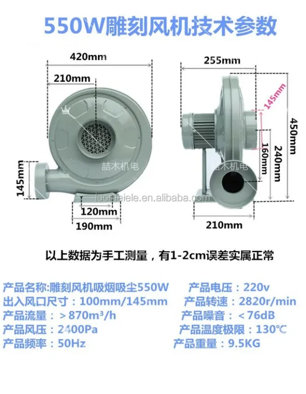 Centrifugal Blower, 550W, 220V, Cast Iron - view 4