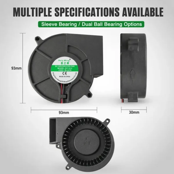 Centrifugal Blower, 9330, Plastic, 93x93x30mm, 12V/24/48V - view 2