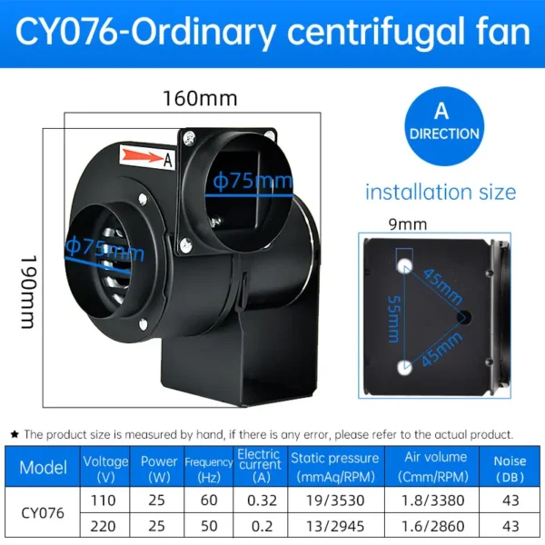 Centrifugal Blower, CY076, 110V, 220V - view 3
