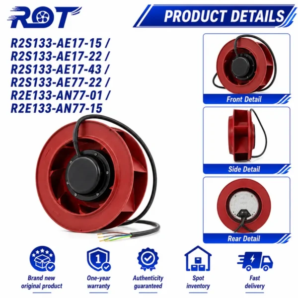 Centrifugal Blower, R2S133-AE17-22, 230VAC, 45W, 133mm - view 5