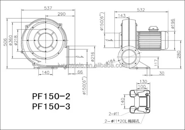 Centrifugal Dust Extraction Fan, PF-1503, 3HP, 380V, CFM - view 5