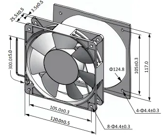 Centrifugal Fan, 120*120*25mm, PWM, PBT, 110-220V - view 5
