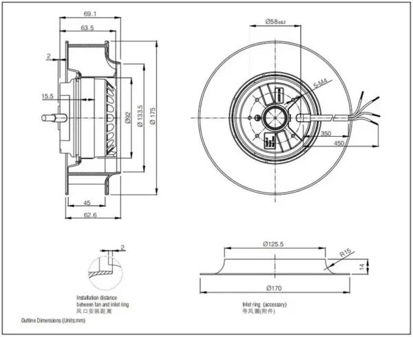 Centrifugal Fan, 175mm, Plastic, 230V, 3000 - view 4