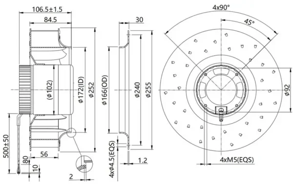 Centrifugal Fan, 250mm, Steel, 48v - view 5