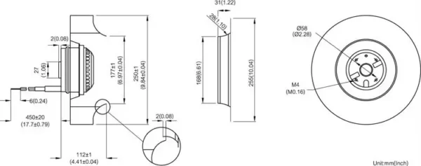 Centrifugal Fan, 250x112mm, 230V, Wall, Plastic - view 4