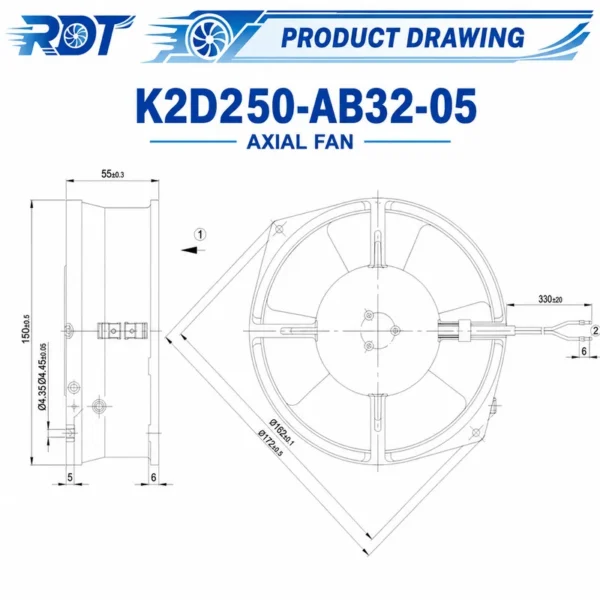 Centrifugal Fan, 400V, K2D250-AB32-05, HVAC - view 3