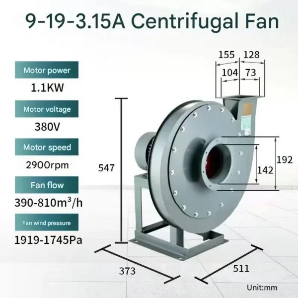 Centrifugal Fan, 440 V, Corded Electric - view 2