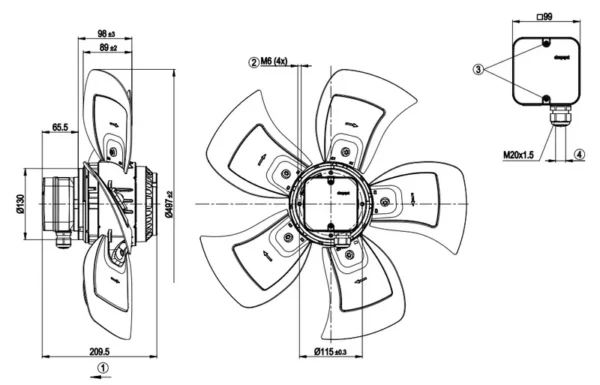 Centrifugal Fan, A4E500, 680/480W, 230V, 400v - view 4