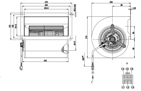Centrifugal Fan, D2D146-AA28-28, 146mm, 230V, 345W - view 4