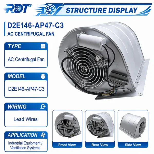 Centrifugal Fan, D2E146-AP47-C3, 230 V, Corded Electric - view 2