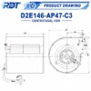 Centrifugal Fan, D2E146-AP47-C3, 230 V, Corded Electric - view 3