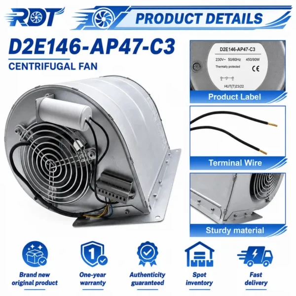 Centrifugal Fan, D2E146-AP47-C3, 230 V, Corded Electric - view 5
