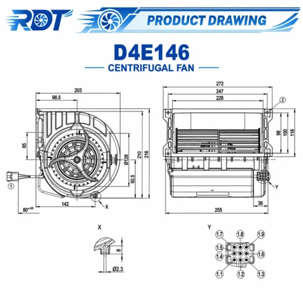 Centrifugal Fan, D4E146, 230V, 146mm - view 3
