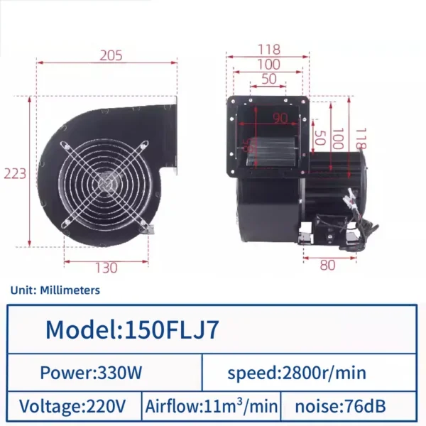 Centrifugal Fan, JEEK, 220V, 330W, 2800rpm - view 2