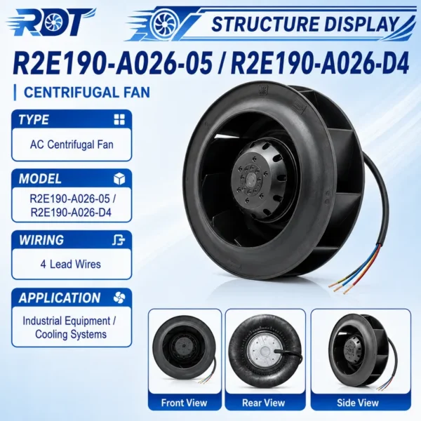 Centrifugal Fan, Plastic, R2E190-A026-05, 230V, 0.26A - view 2