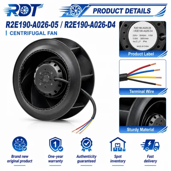 Centrifugal Fan, Plastic, R2E190-A026-05, 230V, 0.26A - view 5