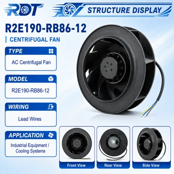 Centrifugal Fan, R2E190-RB86-12, 190mm, VFD, Inverter - view 2
