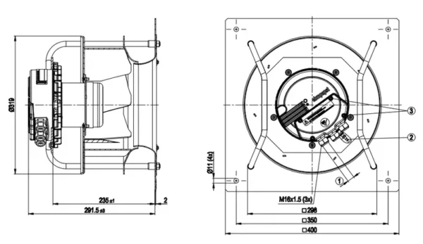 Centrifugal Fan, TYP, K3G280-AU11-C3, 280mm, 400V - view 3
