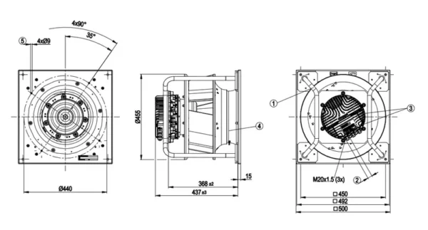 Centrifugal Fan, TYP, K3G400-PA27-71, 400mm, 400V - view 2