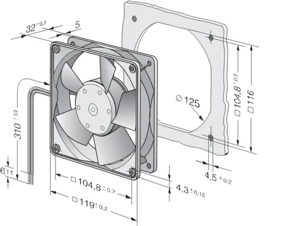 Chassis Cabinet Ball Bearing, 4312m, 12cm, 12032, 120*120*32mm - view 3