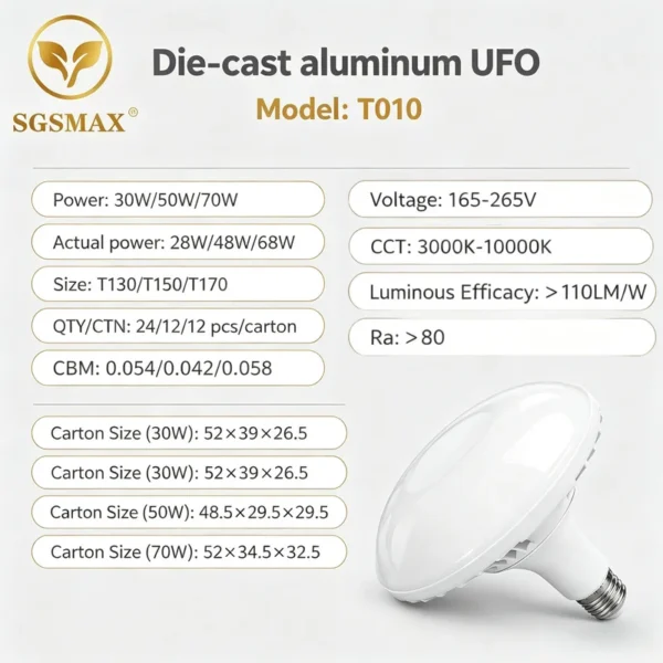 Cold Room Storage, Aluminum, UFO, LED, 30W - view 5