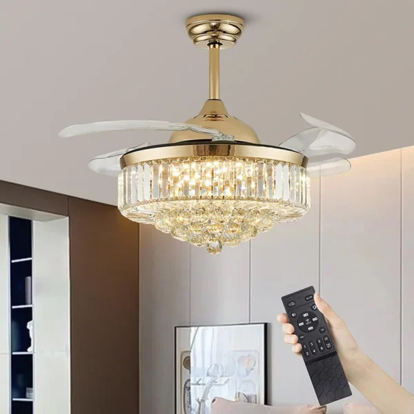 Control Retractable Chandelier Fan, LED, Ceiling - view 2