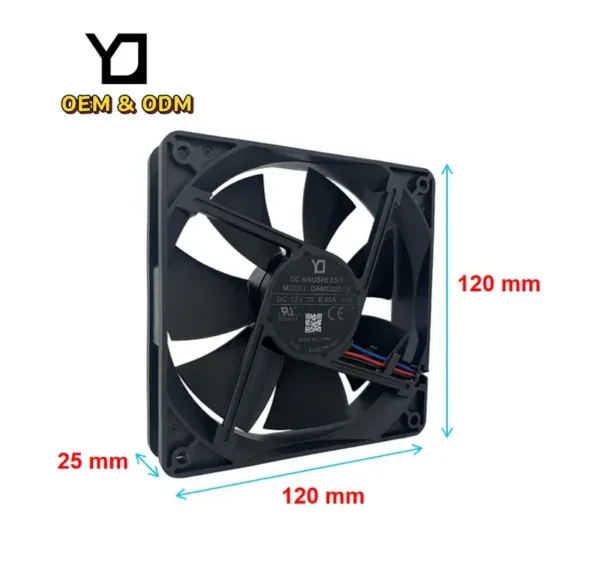 Cooling Fan, 120x120x25mm, 12V, 1.2A, 5400rpm