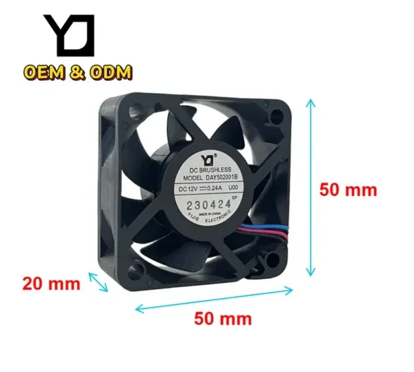 Cooling Fan, 50x50x20mm, 12V, 4000rpm-7200rpm, Brushless