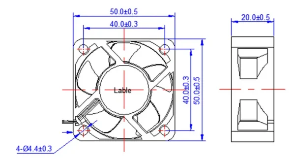 Cooling Fan, 50x50x20mm, 12V, 4000rpm-7200rpm, Brushless - view 2