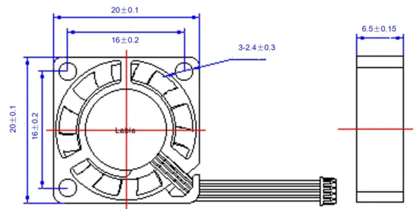Cooling Fan, 5V, 0.08A, 20x20x06mm, Brushless - view 2