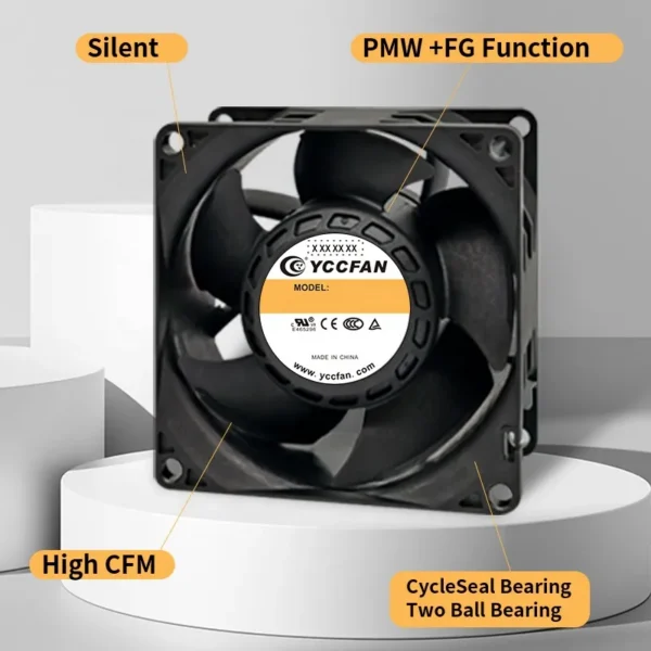 Cooling Fan, 80x80x25, 5v, 24v, 48v - view 3
