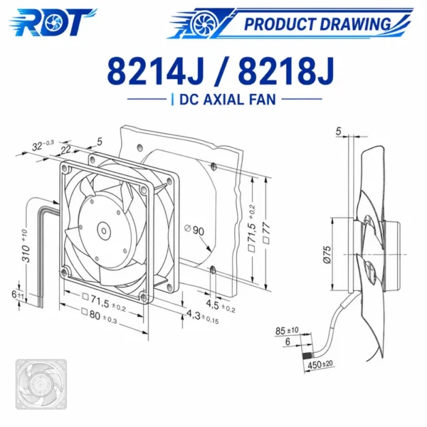 Cooling Fan, 8214J, 8218J, 12V, 24V - view 3