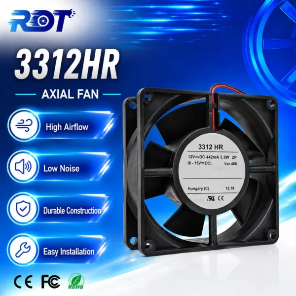 Cooling Fan, Brushless, 3312HR, 12VDC