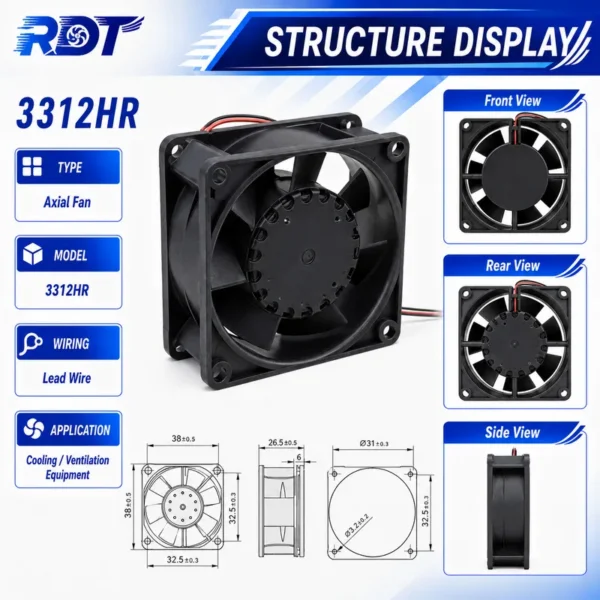 Cooling Fan, Brushless, 3312HR, 12VDC - view 3