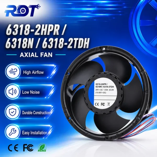 Cooling Fan, Brushless, 6318/2HPR, 48V, 32W