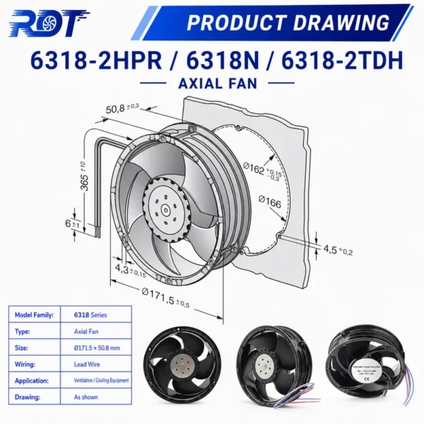 Cooling Fan, Brushless, 6318/2HPR, 48V, 32W - view 2