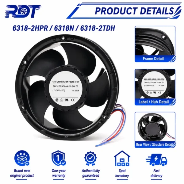 Cooling Fan, Brushless, 6318/2HPR, 48V, 32W - view 5