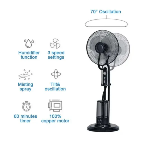 Cooling Mist Fan, 75w, Metal - view 2