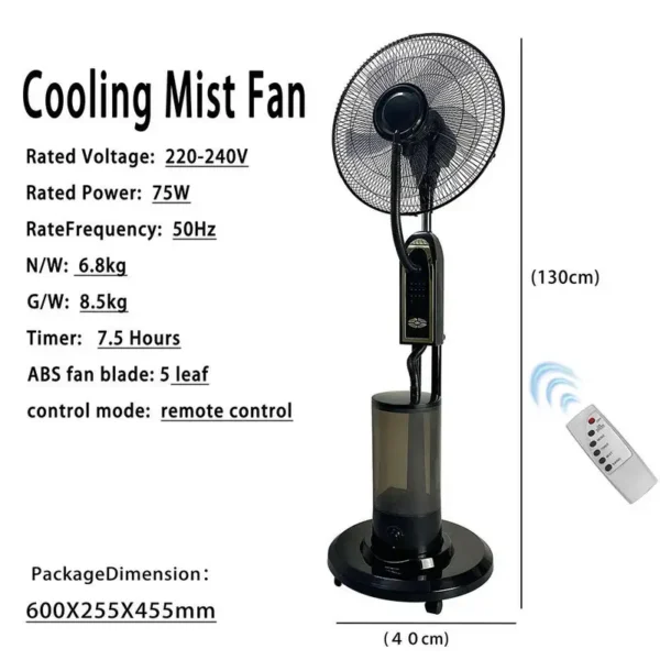 Cooling Mist Fan, 75w, Metal - view 6