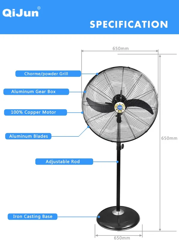 Cooling Stand Industrial Fan, Electric Plug, 190W - view 3