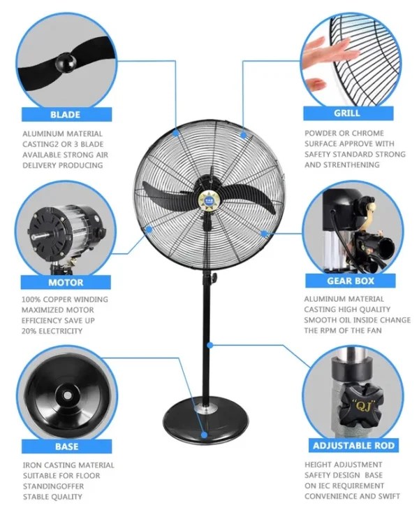 Cooling Stand Industrial Fan, Electric Plug, 190W - view 5