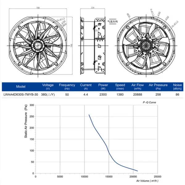 Cooling Tower, LONGWELL, 630mm, 800mm, Axial - view 4