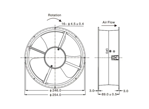 Copper Motor, 10inch, CFM, Axial, 25489 - view 6