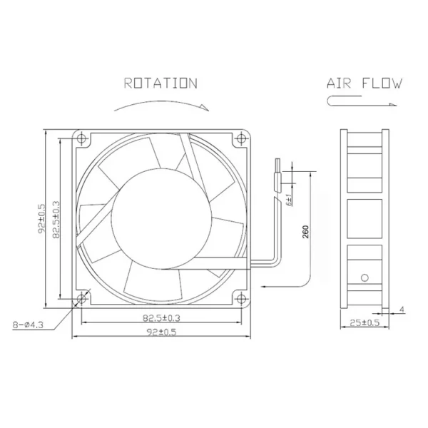 Copper Wire Motor, 92mm, Axial, 220V, Plastic - view 2