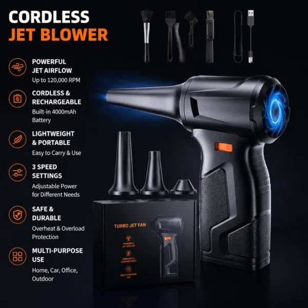 Cordless Electric Blower, 120000RPM, 4000mAh - view 2