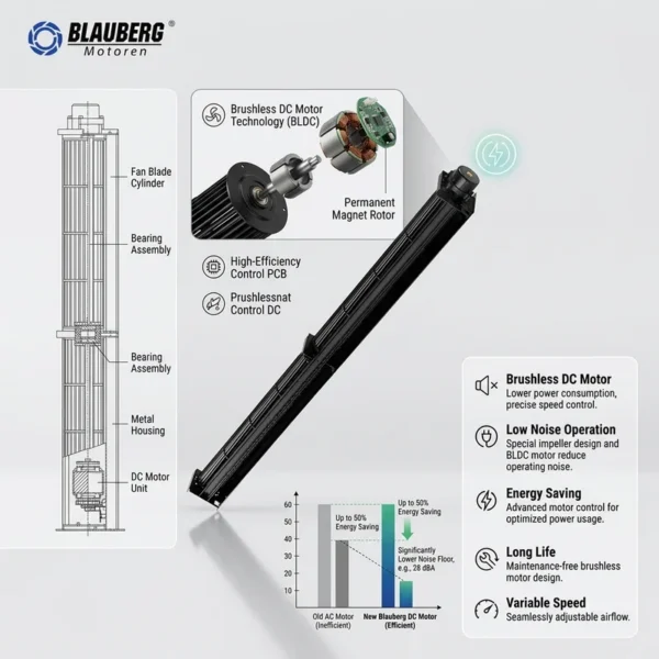 Cross Flow Fan, 12V, Brushless, Tangential, HVAC - view 5