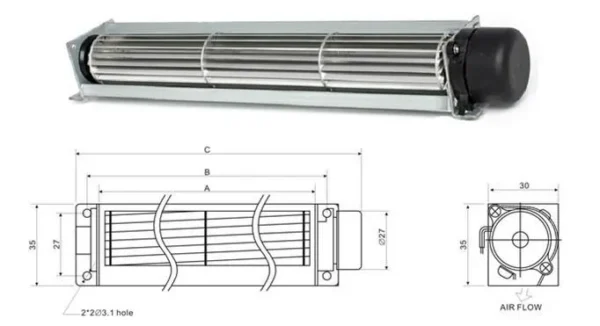 Cross Flow Fan, 25mm, 110V/220V - view 4