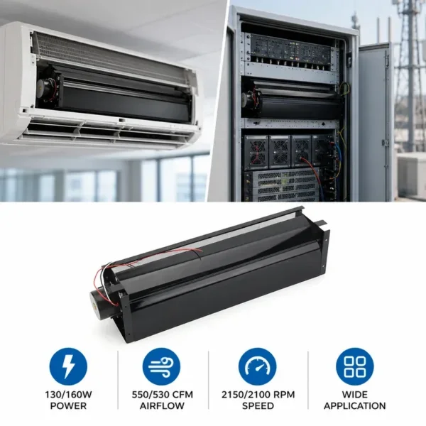 Cross Flow Fan, 390mm, 230V, 2150RPM, Aluminum