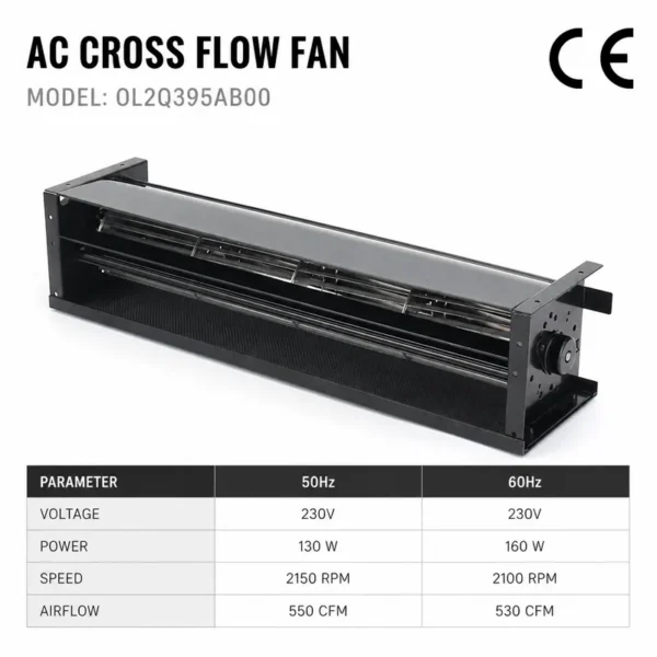 Cross Flow Fan, 390mm, 230V, 2150RPM, Aluminum - view 2