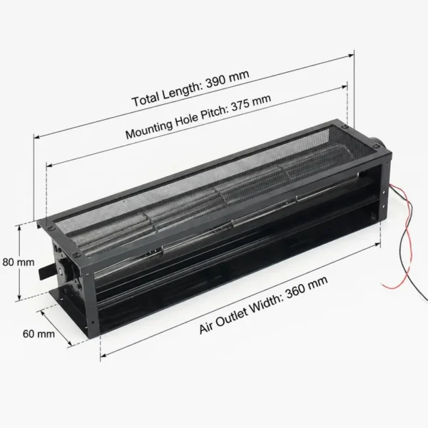 Cross Flow Fan, 390mm, 230V, 2150RPM, Aluminum - view 3